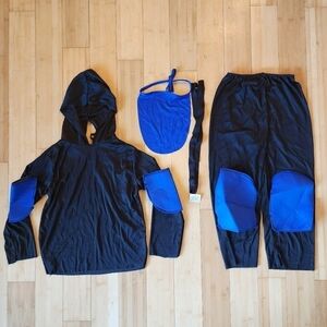 NWT 7 Piece Set Black Blue Ninja Halloween Costume Cosplay Boy's Small S 4-6 New